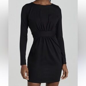 Susana Monaco Black Ruched Long Sleeve Bodycon Dress